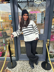 Trui “Schipper” zwart/wit