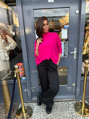 Vleermuis top met col "Fuchsia"