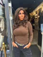 Turtle top "Rosalie" Donkerbruin