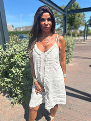 Korte jurk Broderie Mallorca Ecru