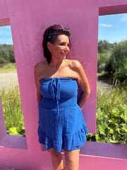 Playsuit kort "hydrofiel" kobaltblauw