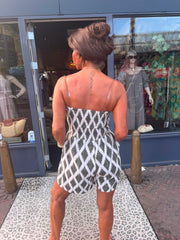 Korte jumpsuit zigzag Groen