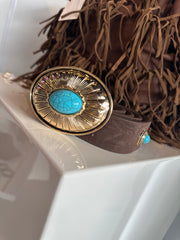 Riem Indiana turquoise donkerbruin