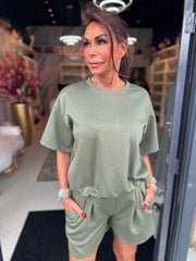 2 delig korte set "Balloon" Legergroen