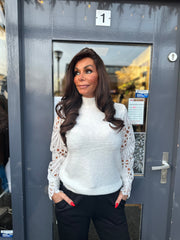 trui kanten mouw "Robyn" Offwhite