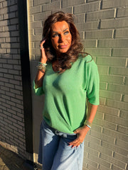 Truitje glitter v-hals groen