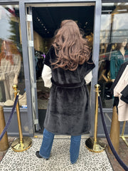 Lang fake fur Gilet "winter times" Zwart