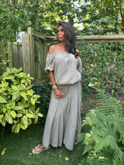 2 delig set lange rok en top "Lina" taupe