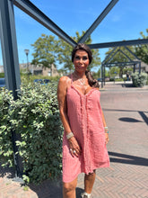 Korte jurk Broderie Mallorca Poederroze