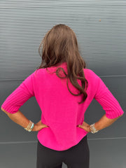 top met col "raglang mouw" fuchsia