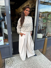 Kanten top "Steffy" beige
