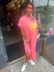 T-shirt jurk “Iconic" Zalm