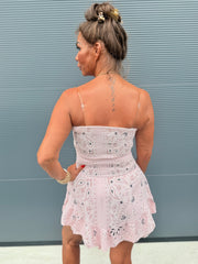 Playsuit kort "hydrofiel" print licht roze