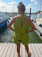 Playsuit kort "halter" limegroen