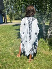 Kaftan "Adore" Wit/donkerblauw