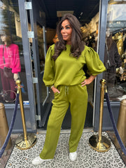 2 delig joggingset "pofmouw" Appelgroen