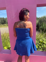 Playsuit kort "hydrofiel" kobaltblauw