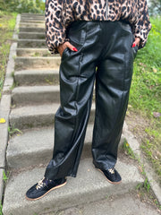 Leatherlook barrel broek " Zwart