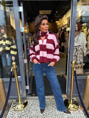 Vest met sjaal gestreept Roze/bordeaux