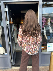 Blouse "Jura" Bruin/roze