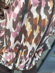 Blouse "Jura" Bruin/roze