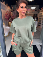 2 delig korte set "Balloon" Legergroen