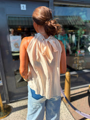 Blouse strik "Ruches" Beige