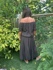 2 delig set lange rok en top "Lina" donkerbruin