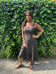 Linnen jurk Ribbon donkerbruin