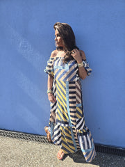 Lange jurk “Rainbow” Blauw