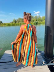 Halterjurk Rainbow stripe Brown