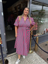 Jurk "streepjurk Hola" Roze/Groen