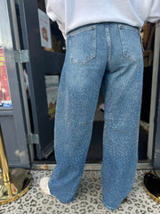 “Ballon" jeans blauw met bling