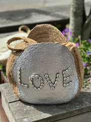 beach tas "LOVE" zilver