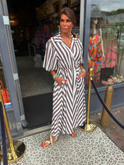 Jurk "streepjurk Hola" bruin/ecru