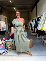 Hydrofiel Jurkje "off shoulder" legergroen