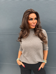 top met col "raglang mouw" taupe