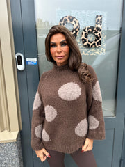 Gebreide trui Stippen "Knitted" donkerbruin