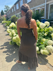 Strapless strikjurk "Bodine" donkerbruin