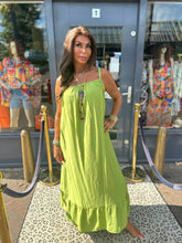 Lange Viscose jurk "Emily" olijfgroen