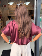 Silky blouse ballon pofmouw Bordeaux