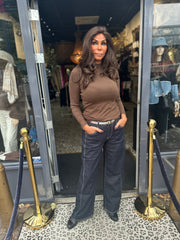 Turtle top "Rosalie" Donkerbruin