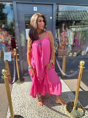 Lange Viscose jurk "Emily" fuchsia