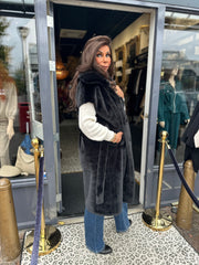 Lang fake fur Gilet "winter times" Zwart