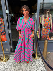 Jurk "streepjurk Hola" Roze/Groen