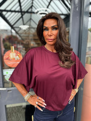 Top "Wide" vleermuismouw bordeaux
