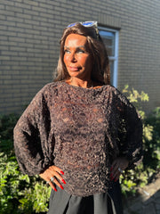 Kanten vleermuismouw top "Voila" Choco