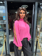 Blouse "open mouw" Fuchsia