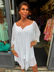 Jurkje off shoulder "Lace" wit