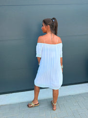 Off-shoulder jurkje “Viscose” wit